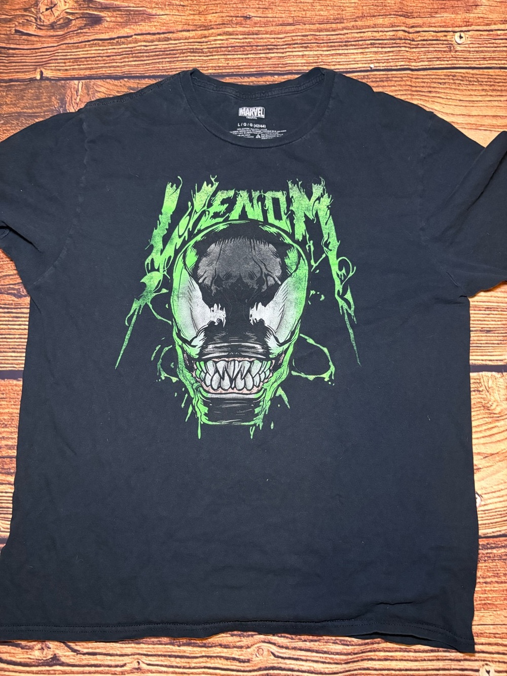 Marvel Venom Tee in Black with Neon Green Artwork
